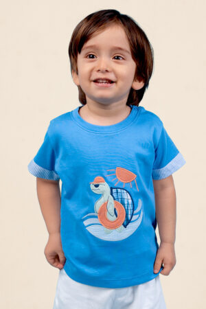 T-shirt Tortu playa - 6 - 9 M, Azulino